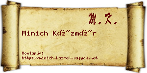 Minich Kázmér névjegykártya